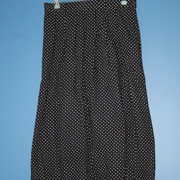Orvis Made in USA Black and White Polka Dot Skirt Size 14 100% Cotton Modest - Picture 1 of 14